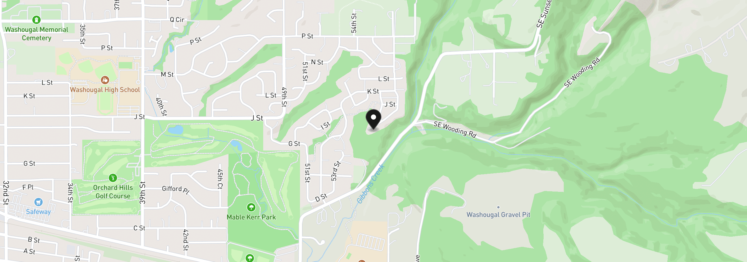 Map showing the location of 5530 I St, Washougal, Wa 98671