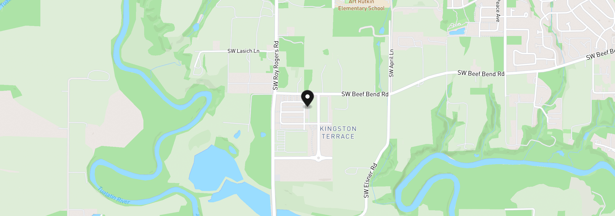 Map showing the location of 16624 SW Gypsum Ter, King City, OR 97140