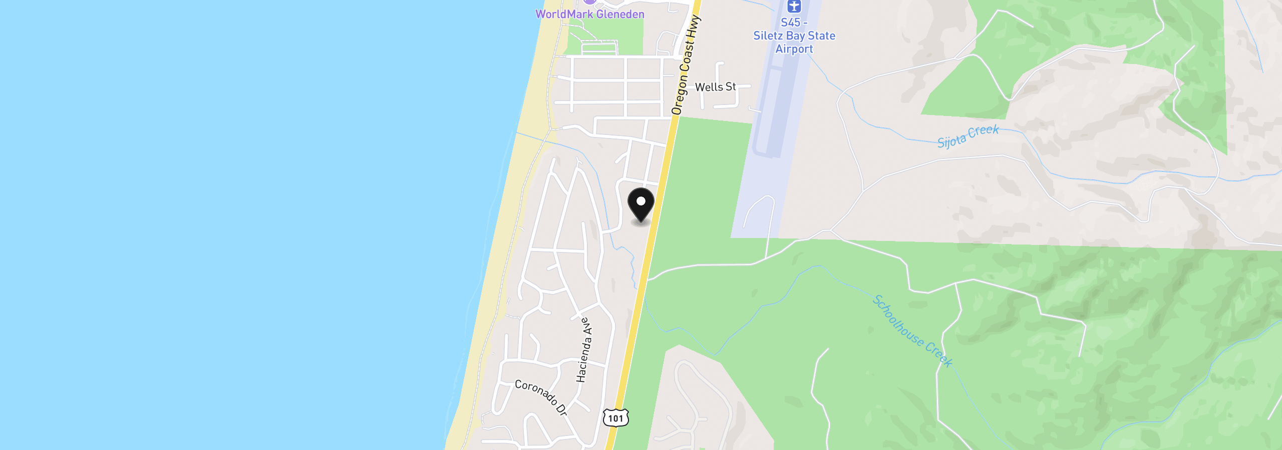 Map showing the location of La Plaza, Lincoln City, OR 97367