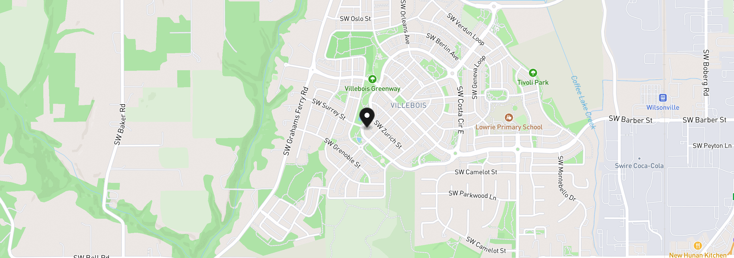 Map showing the location of 28831 SW Costa Cir W, Wilsonville, OR 97070