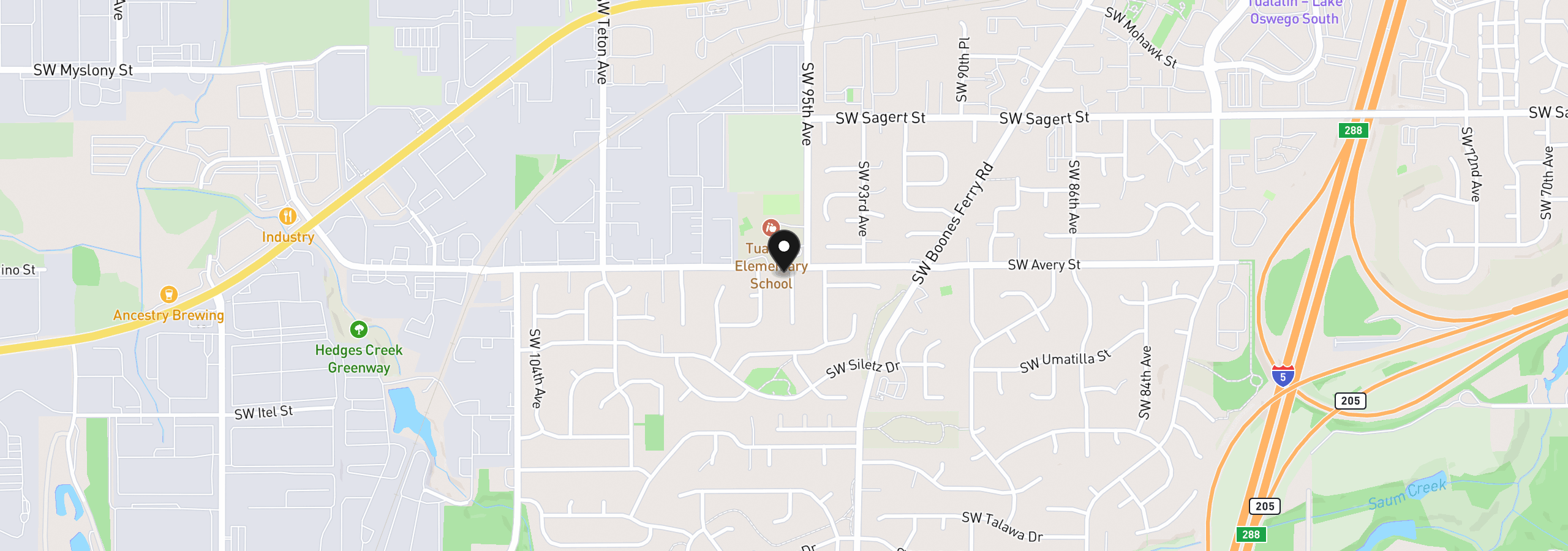 Map showing the location of 20515 SW Kawanda Ct, Tualatin, OR 97062
