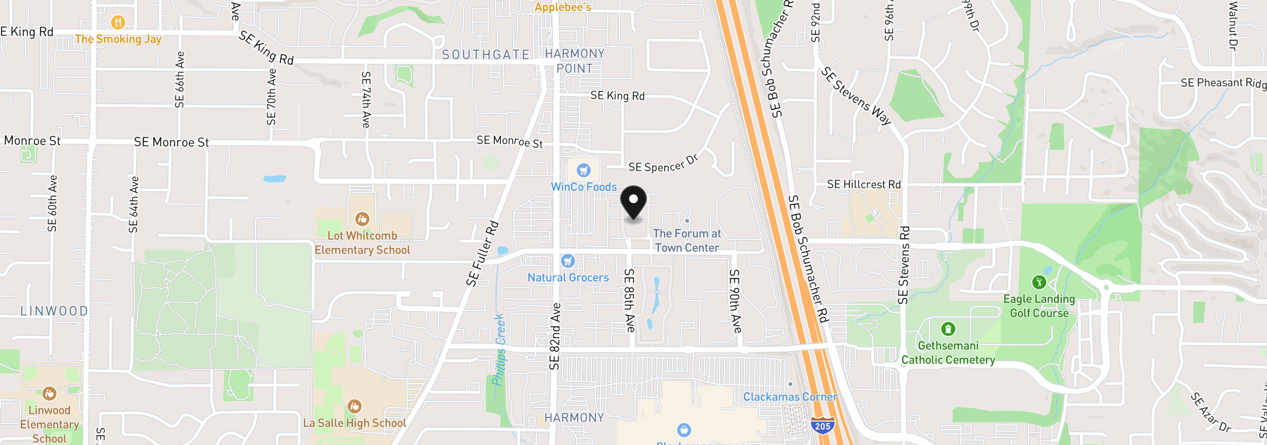 Map showing the location of 11189 SE Causey Cir, Happy Valley, OR 97086