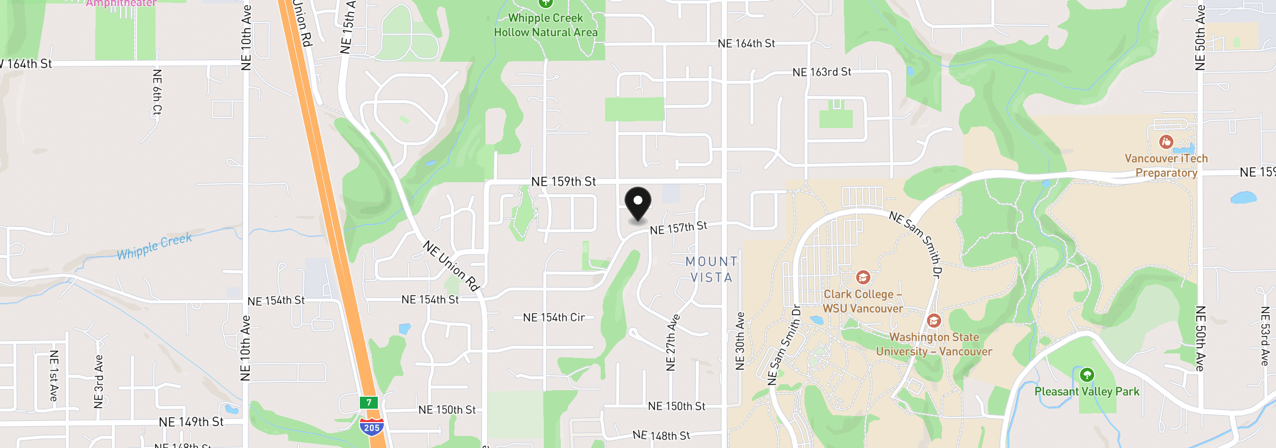 Map showing the location of 2516 NE 157th St, Vancouver, Wa 98686