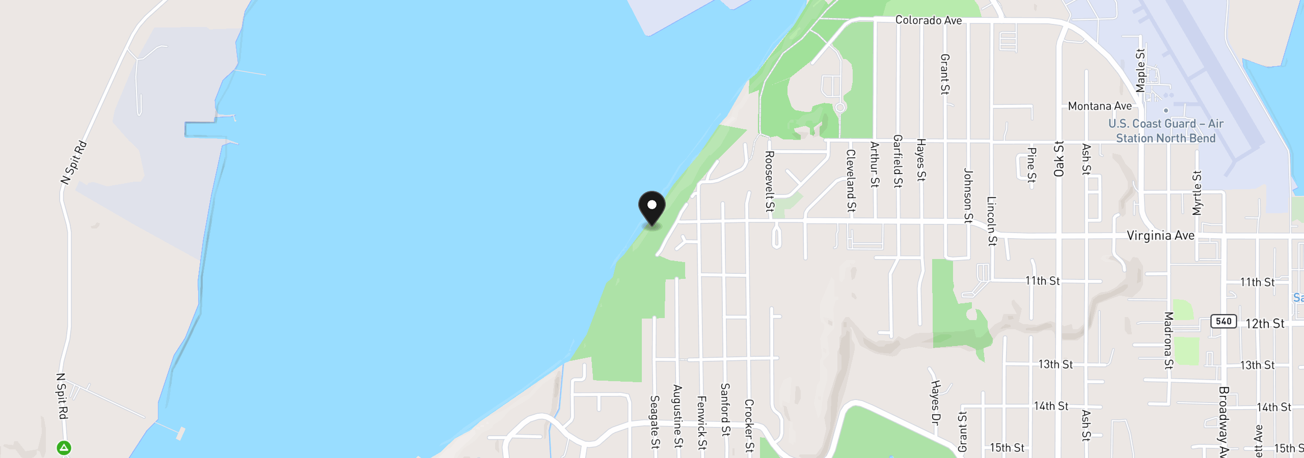 Map showing the location of 1270 Seagate Ave, Coos Bay, OR 97420