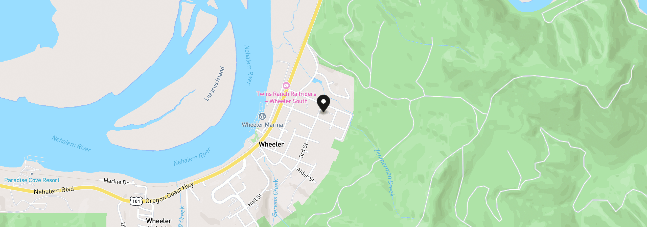 Map showing the location of 63 Third St, Wheeler, OR 97147