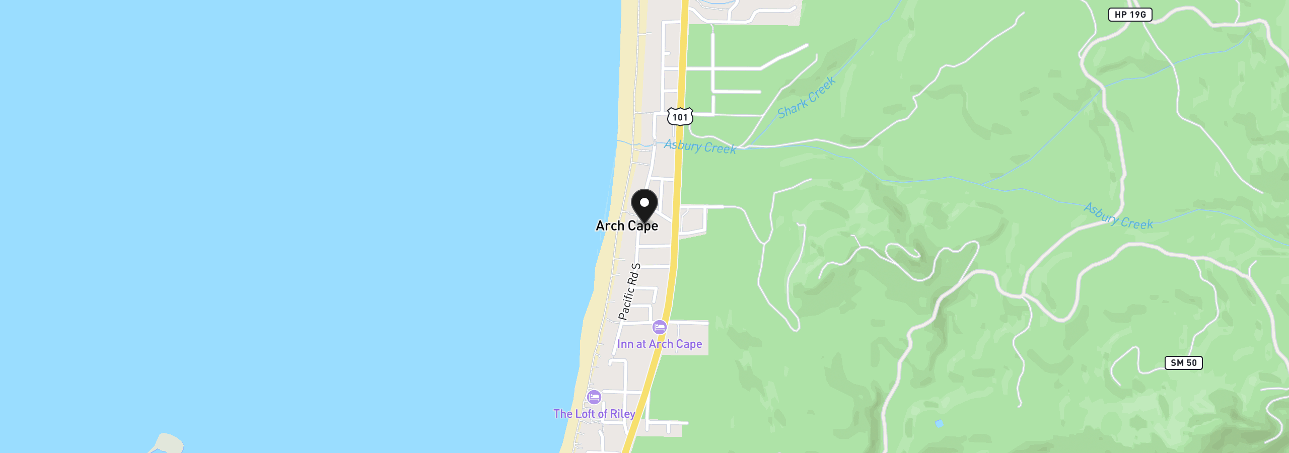Map showing the location of 80115 Pacific Rd, Arch Cape, OR 97102