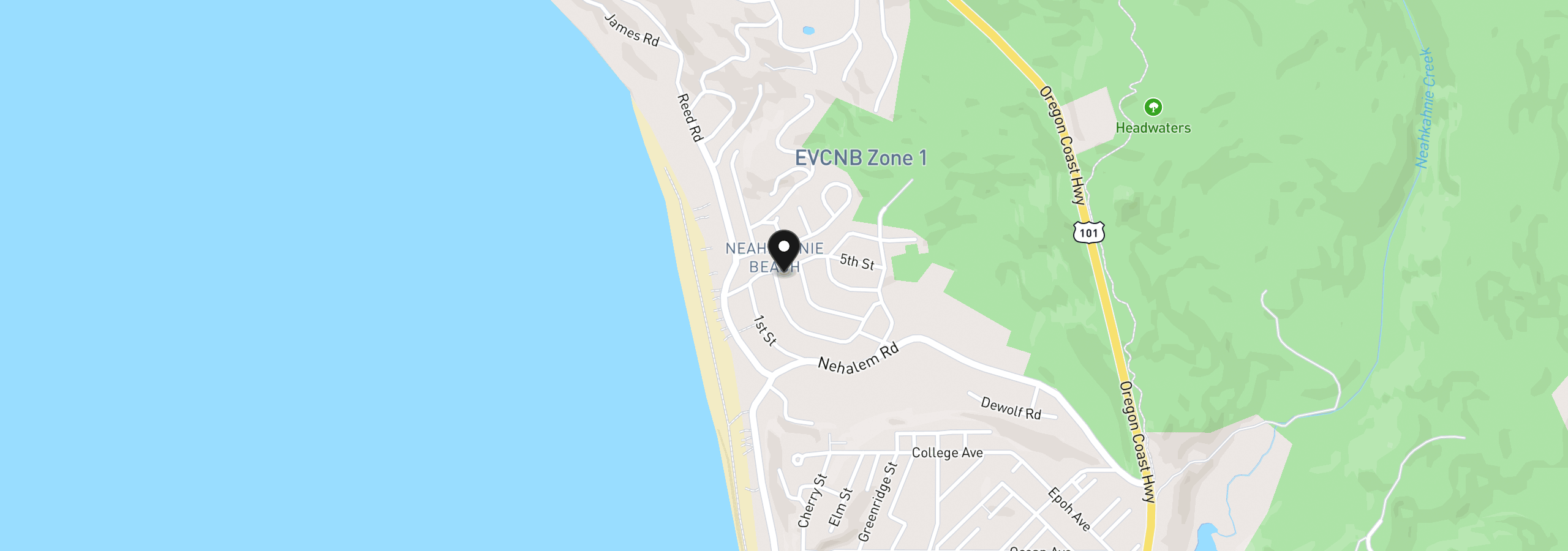 Map showing the location of 8235 Neah-Kah-Nie Rd, Manzanita, OR 97130