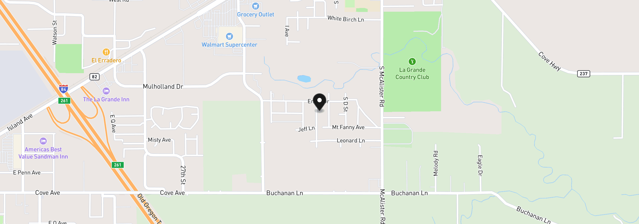 Map showing the location of 10913 Kristin Way, Island City, OR 97850