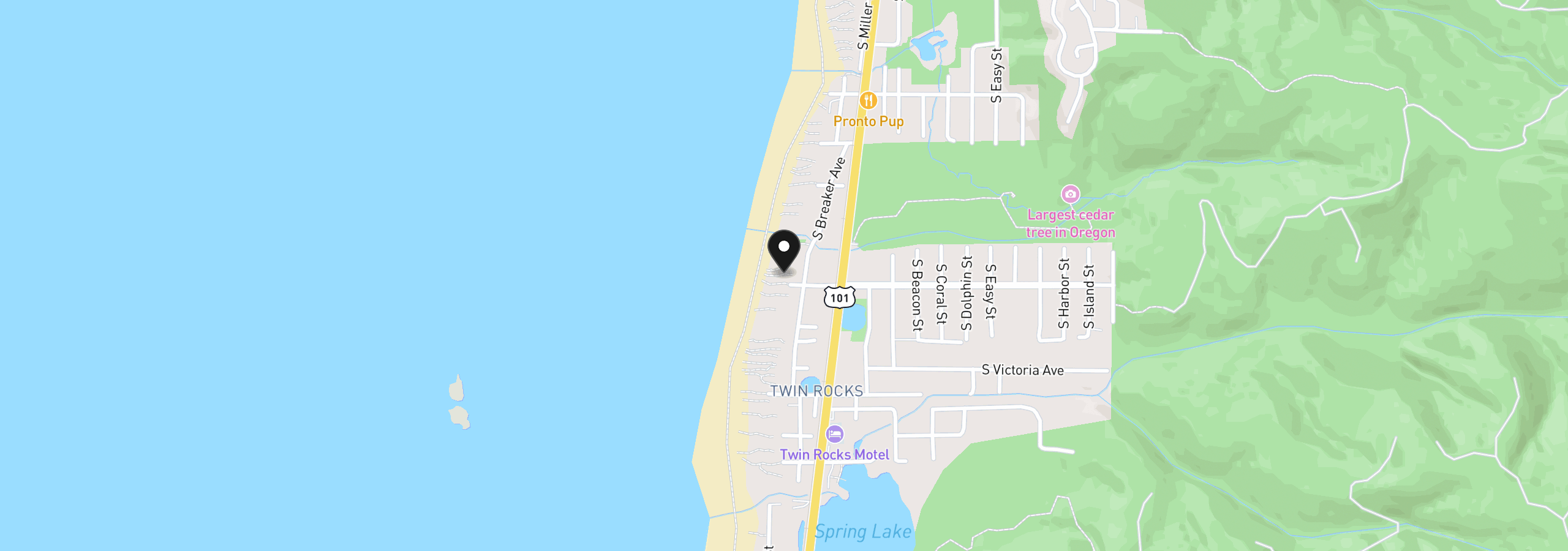 Map showing the location of 971 Breaker Ave Lot 1, Rockaway Beach, OR 97136