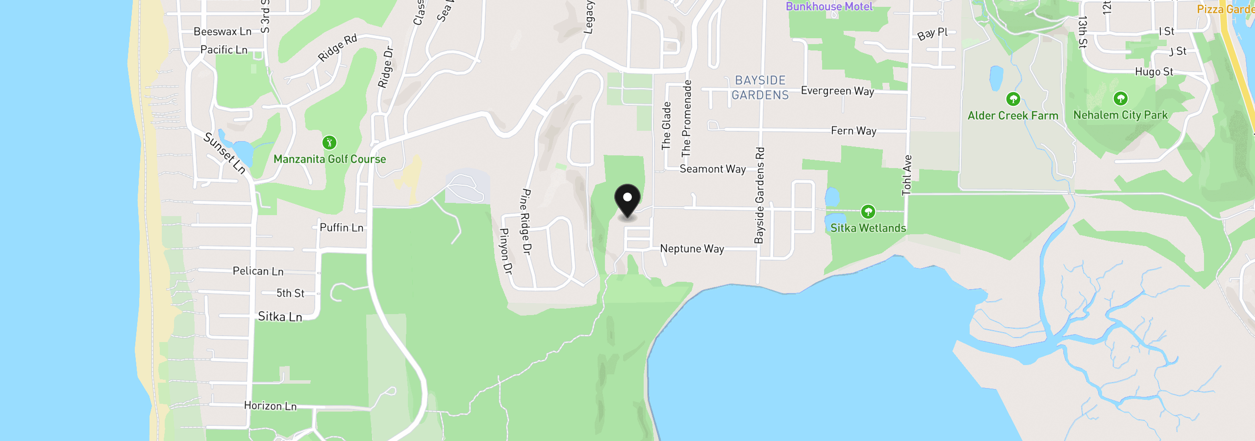 Map showing the location of 10570 Meadow Lark Ln, Manzanita, OR 97130