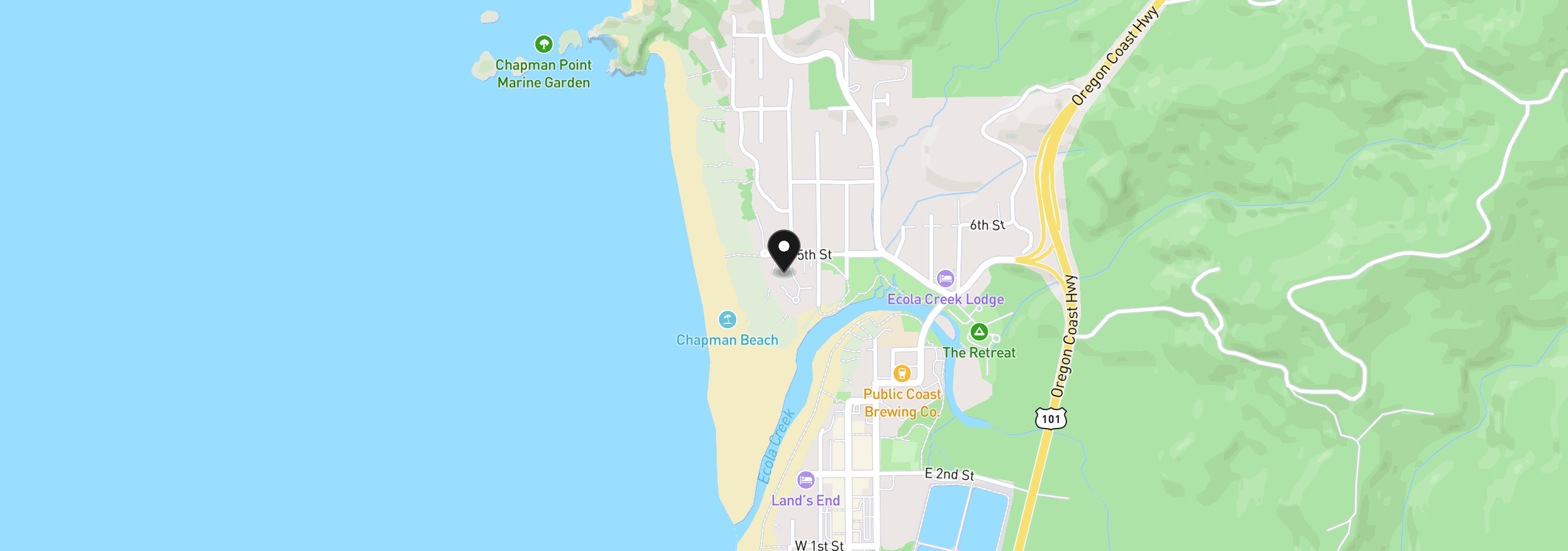Map showing the location of 203 Breakers Point Condo 203, Cannon Beach, OR 97110