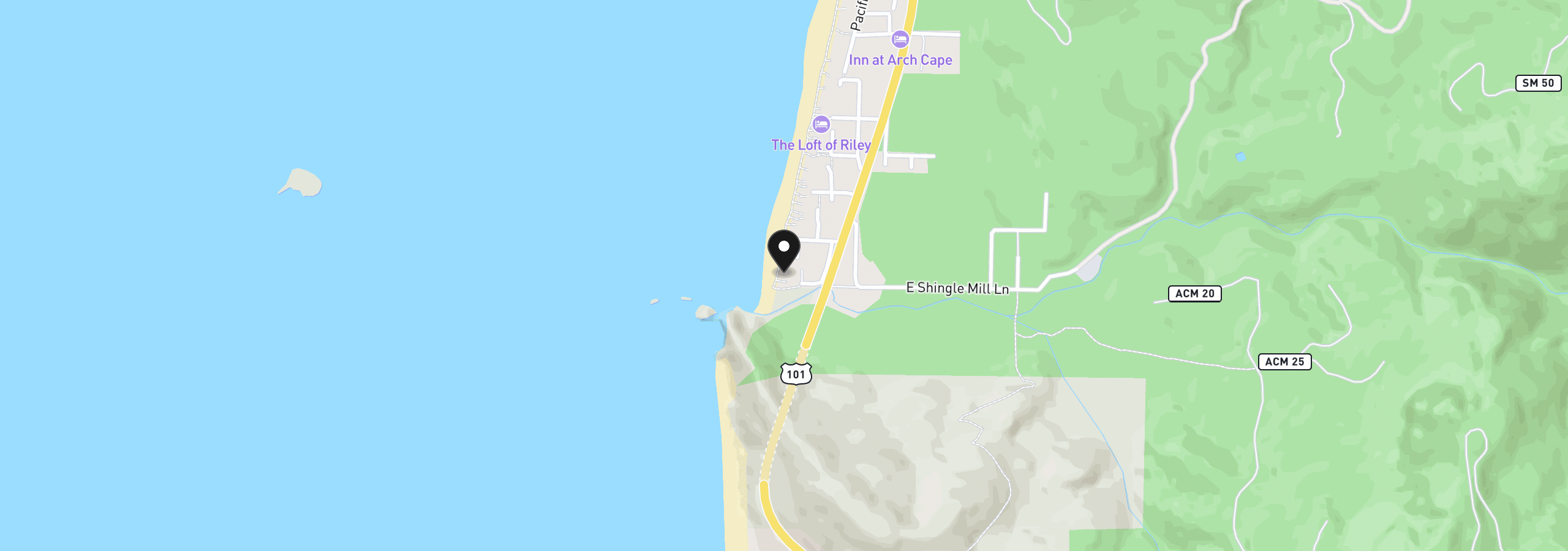 Map showing the location of 31851 E Shingle Mill Ln, Arch Cape, OR 97102