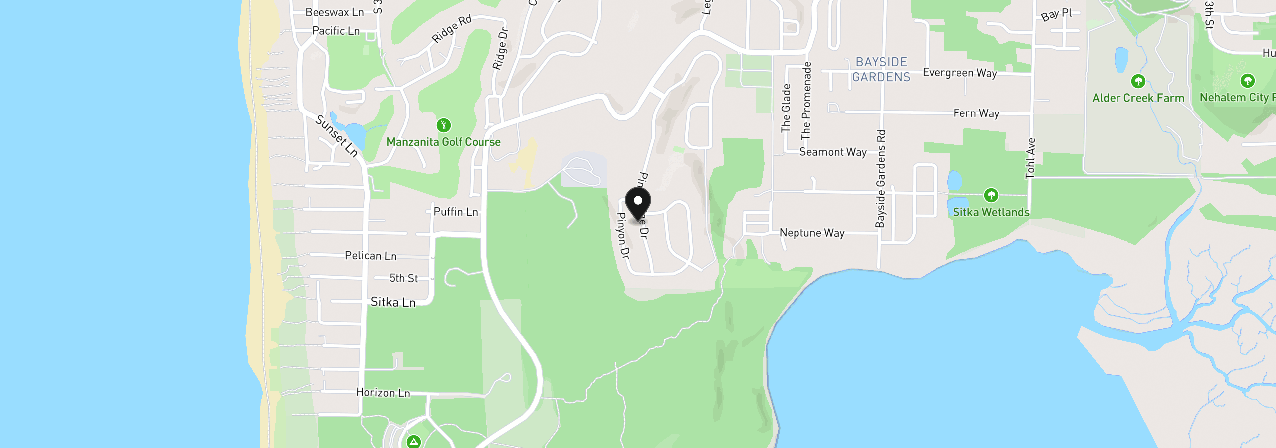 Map showing the location of 9970 Pine Ridge Dr, Manzanita, OR 97130