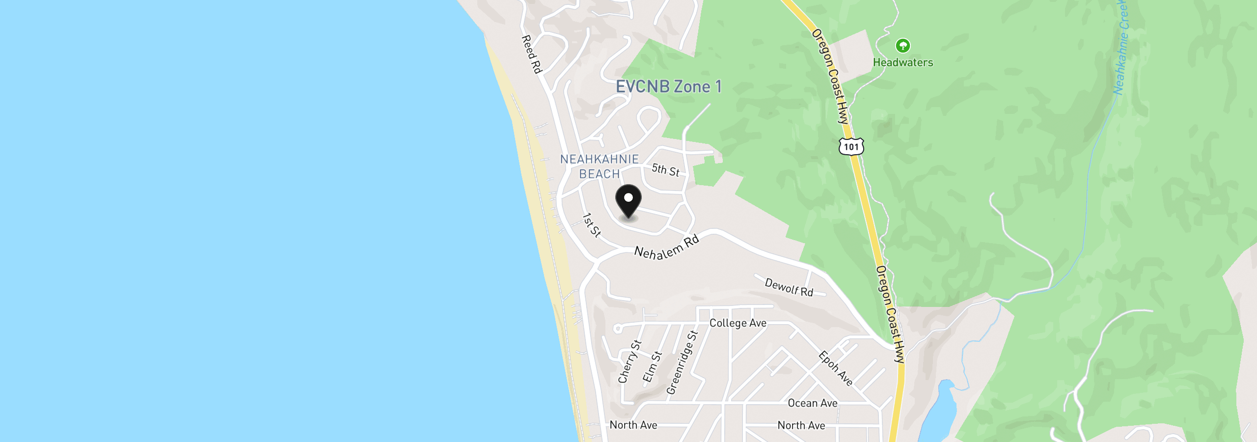 Map showing the location of 37335 Second St, Nehalem, OR 97131