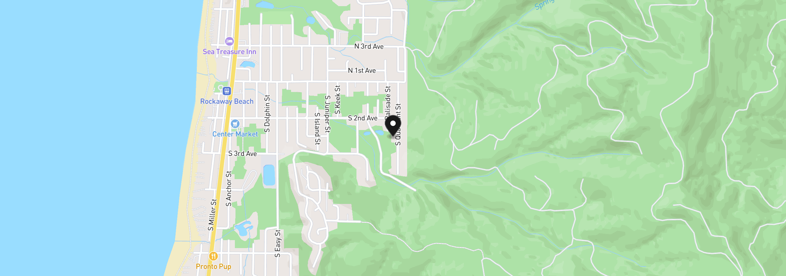 Map showing the location of 253 S Quadrant St, Rockaway Beach, OR 97136