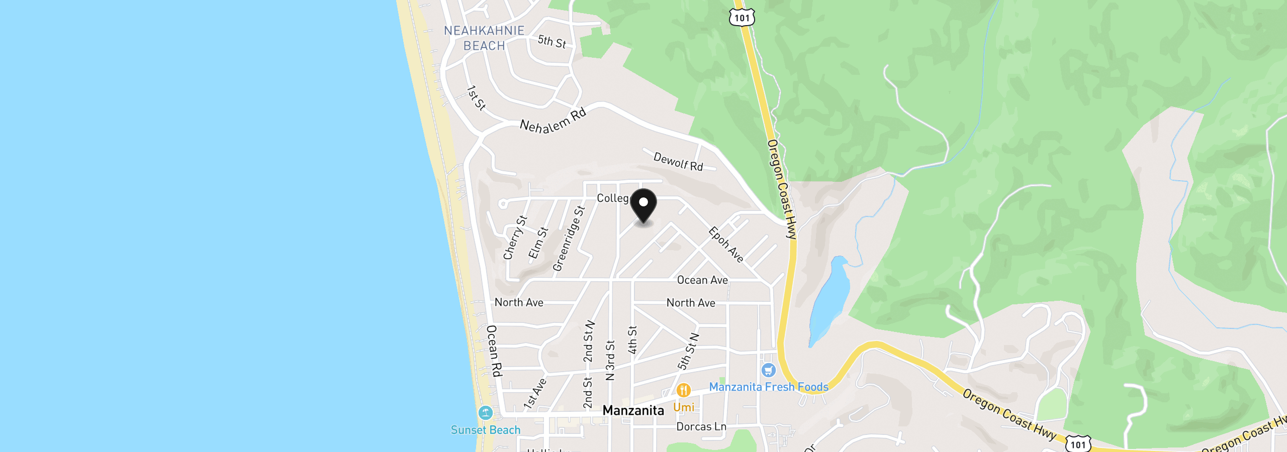 Map showing the location of 850 Knobcone St, Manzanita, OR 97130