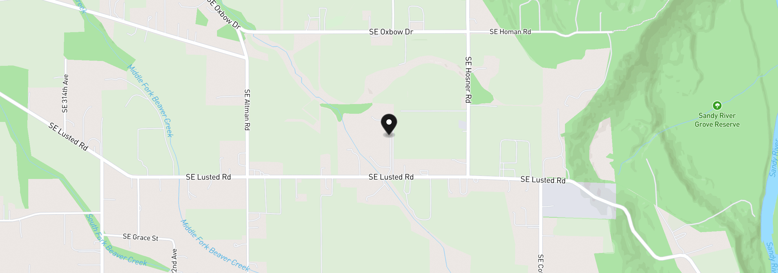 Map showing the location of 33625 SE Lusted Rd, Gresham, OR 97080