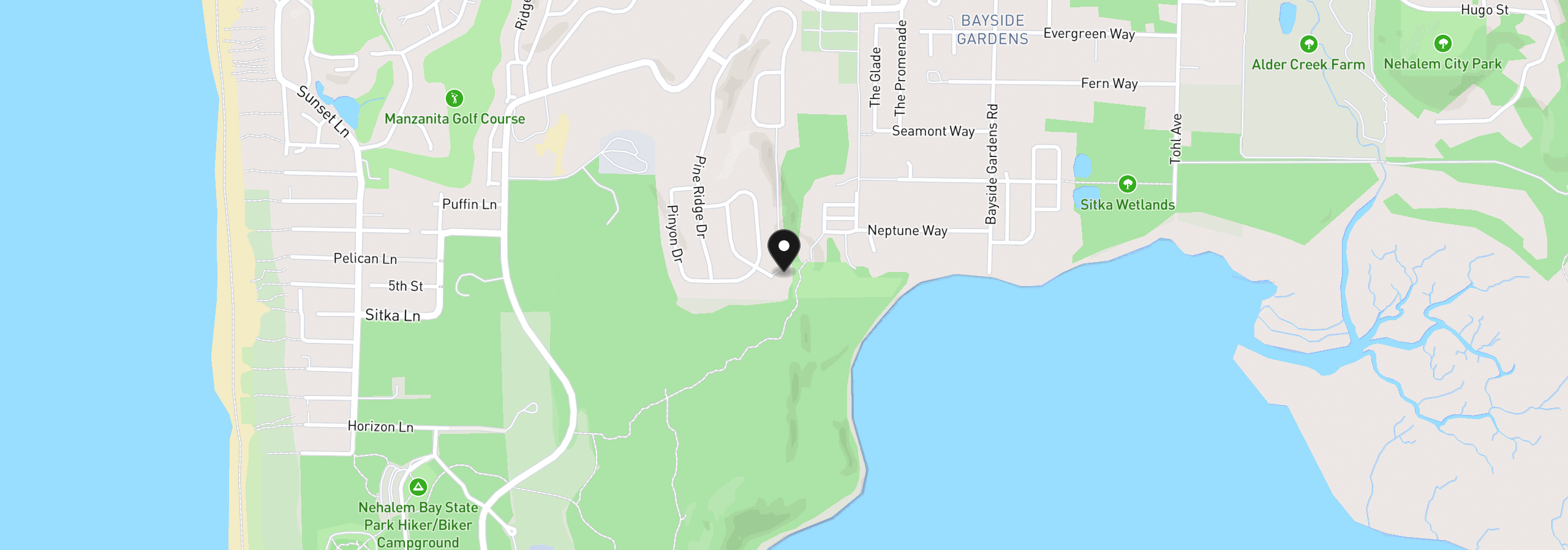 Map showing the location of 9845 Shore Pine Ct, Manzanita, OR 97130