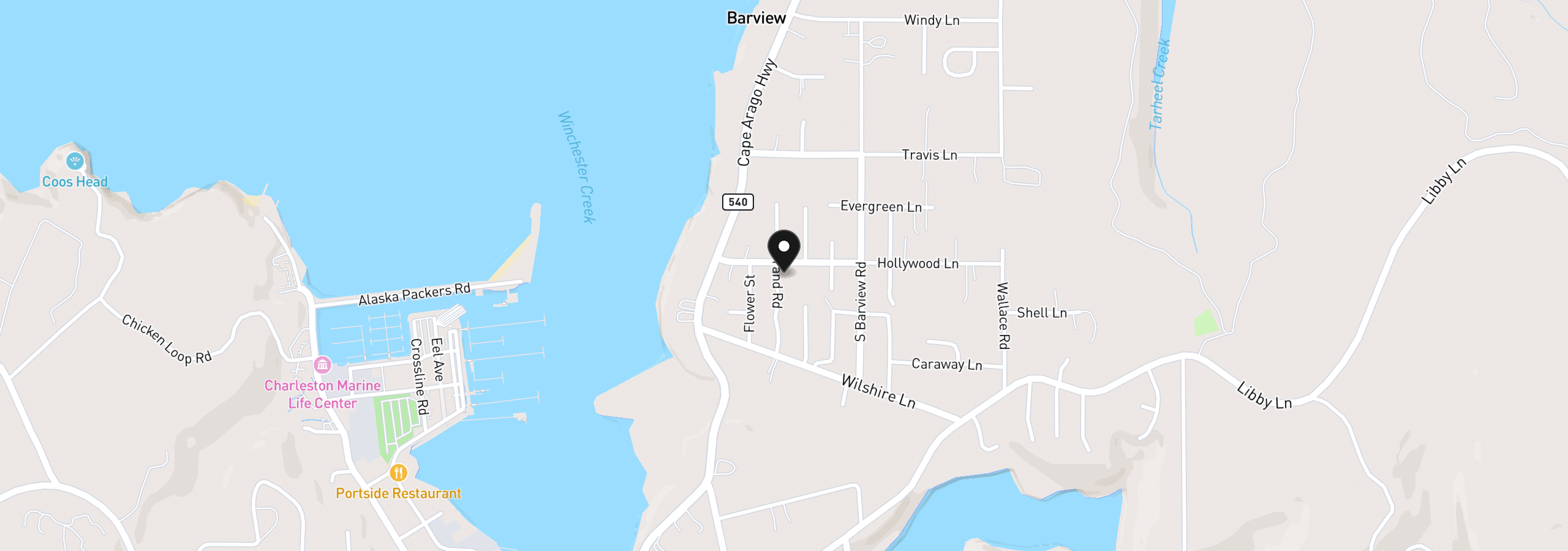 Map showing the location of 63583 Grand Rd, Coos Bay, OR 97420