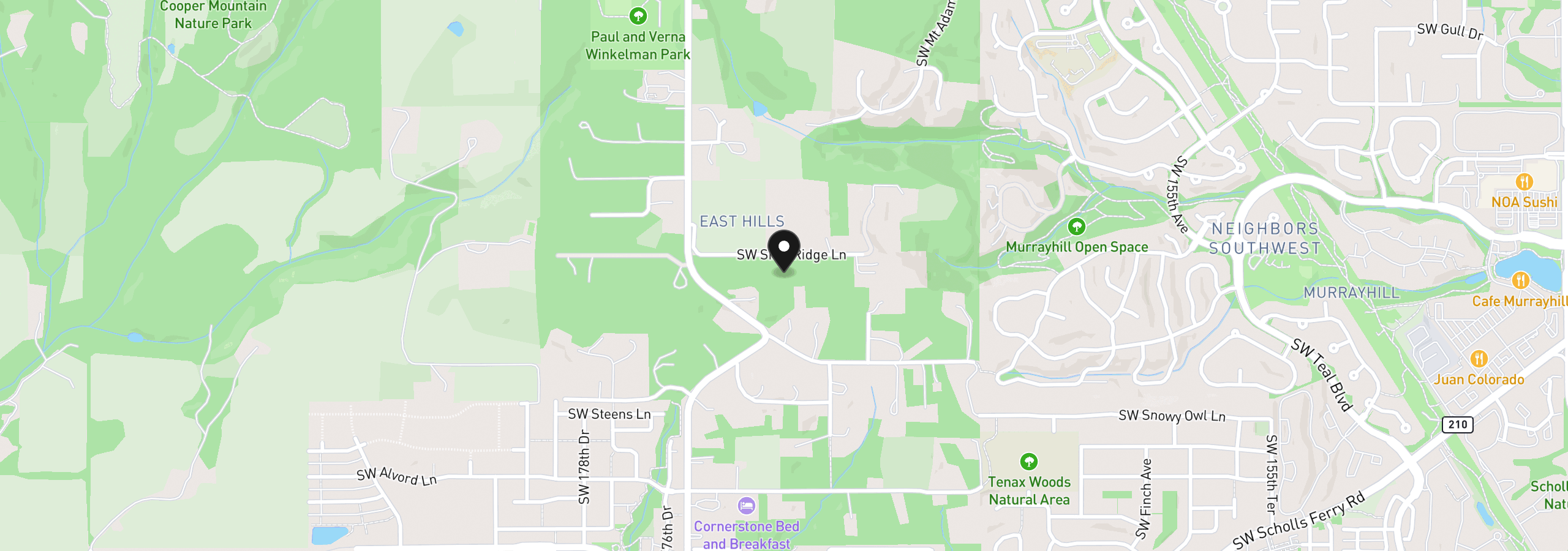 Map showing the location of SW 175th Ave, Beaverton, OR 97007