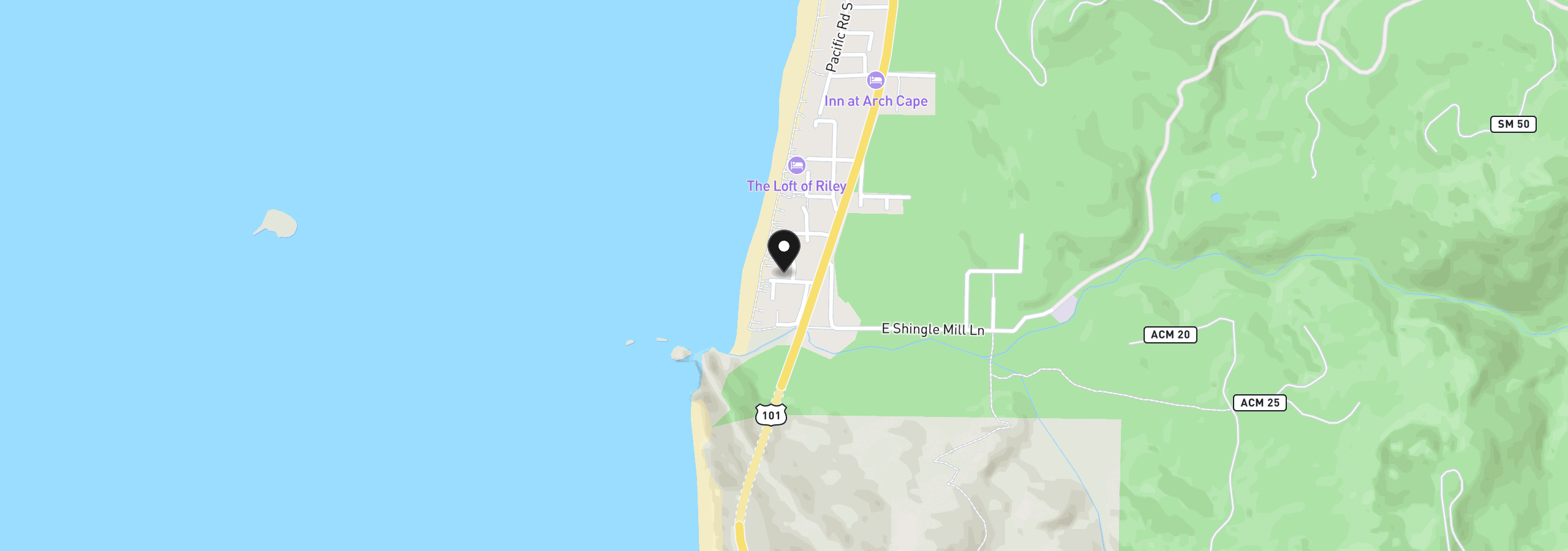 Map showing the location of 31863 Leech Ln, Arch Cape, OR 97102