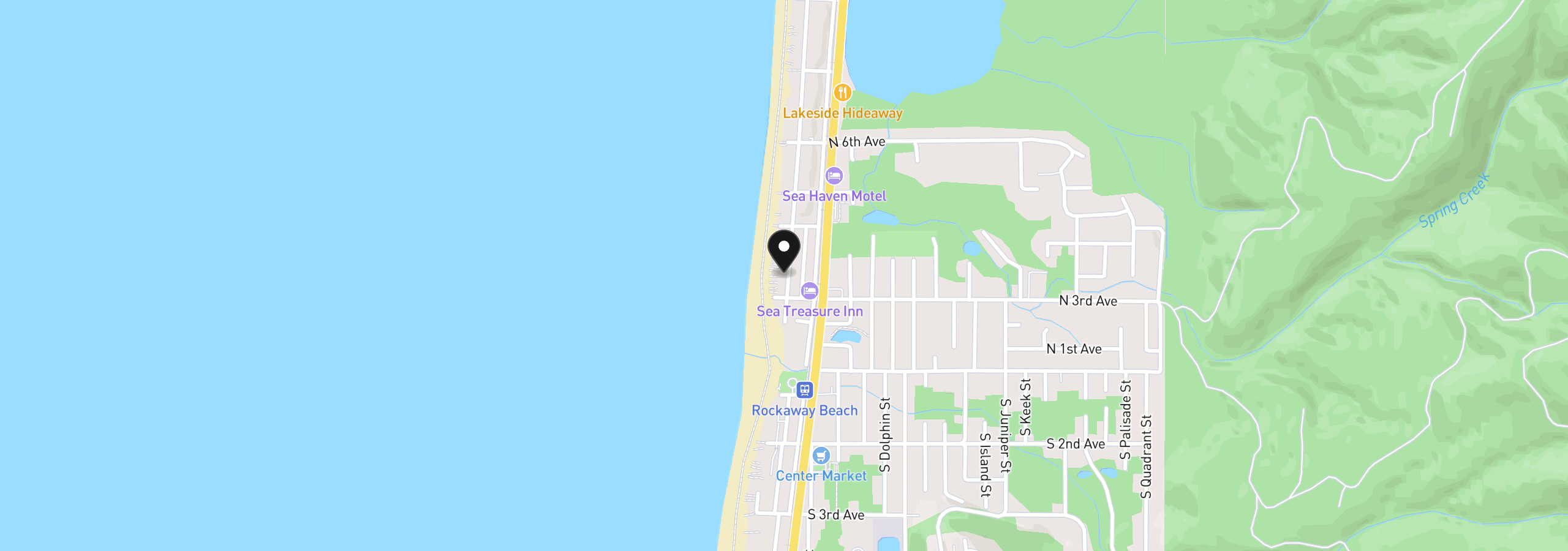 Map showing the location of 325 N Pacific, Rockaway Beach, OR 97136