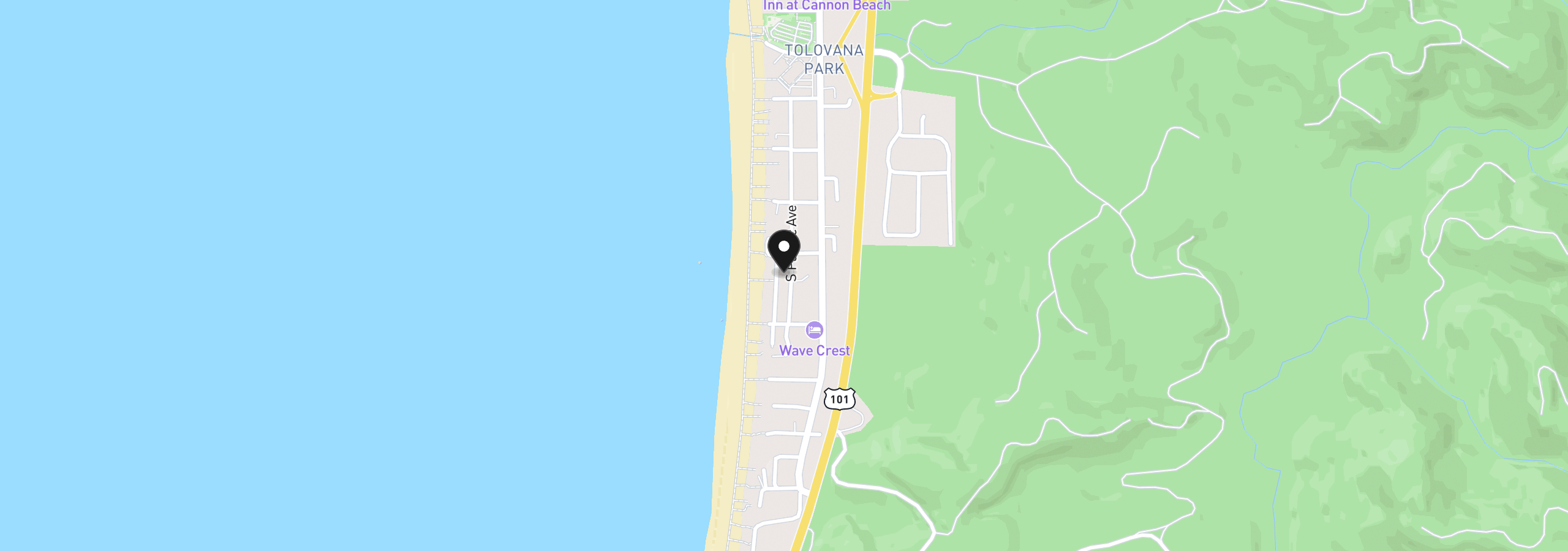 Map showing the location of 3888 Pacific Ave, Cannon Beach, OR 97110