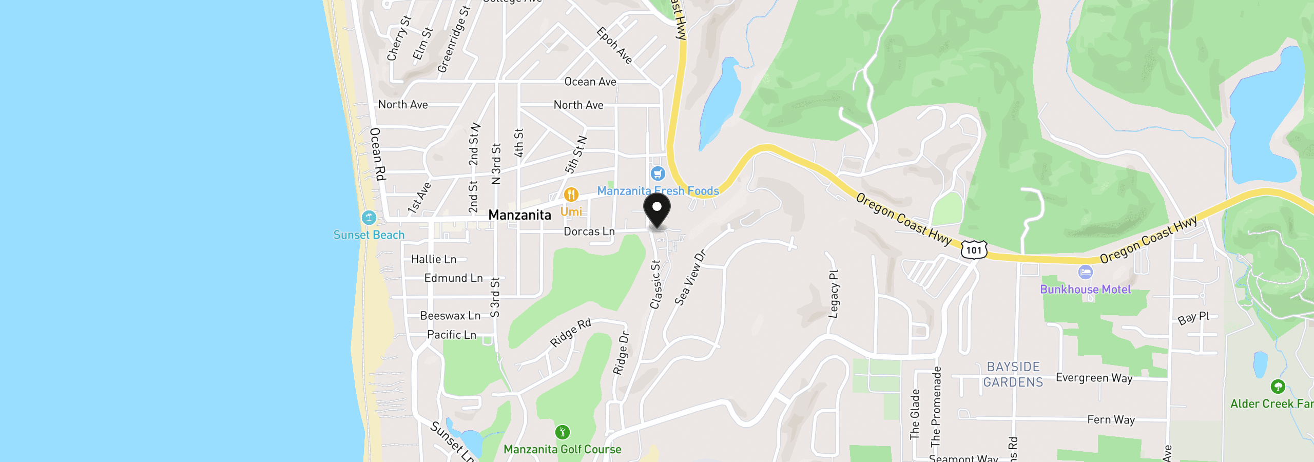 Map showing the location of 754 Dorcas Ln, Manzanita, OR 97130