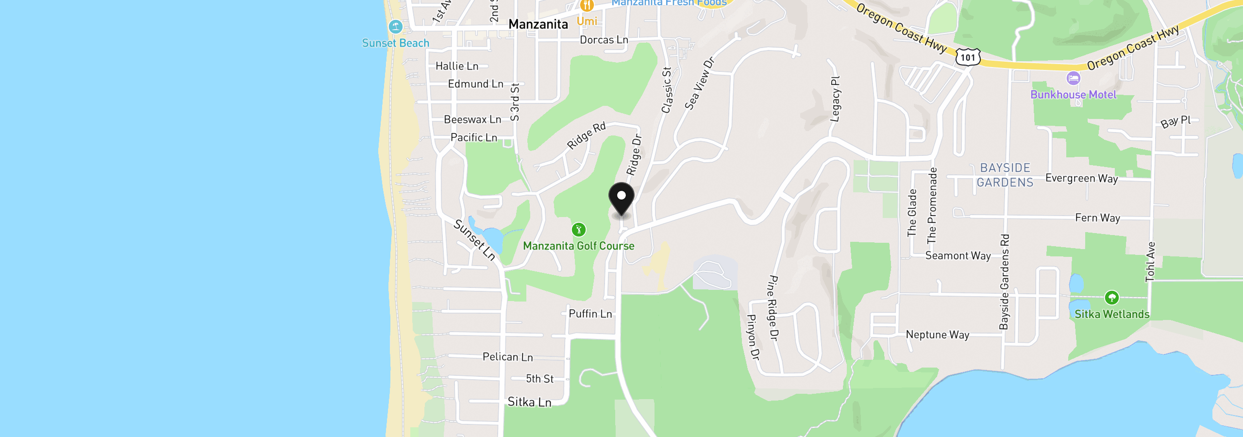 Map showing the location of 646 Mulligan, Manzanita, OR 97130