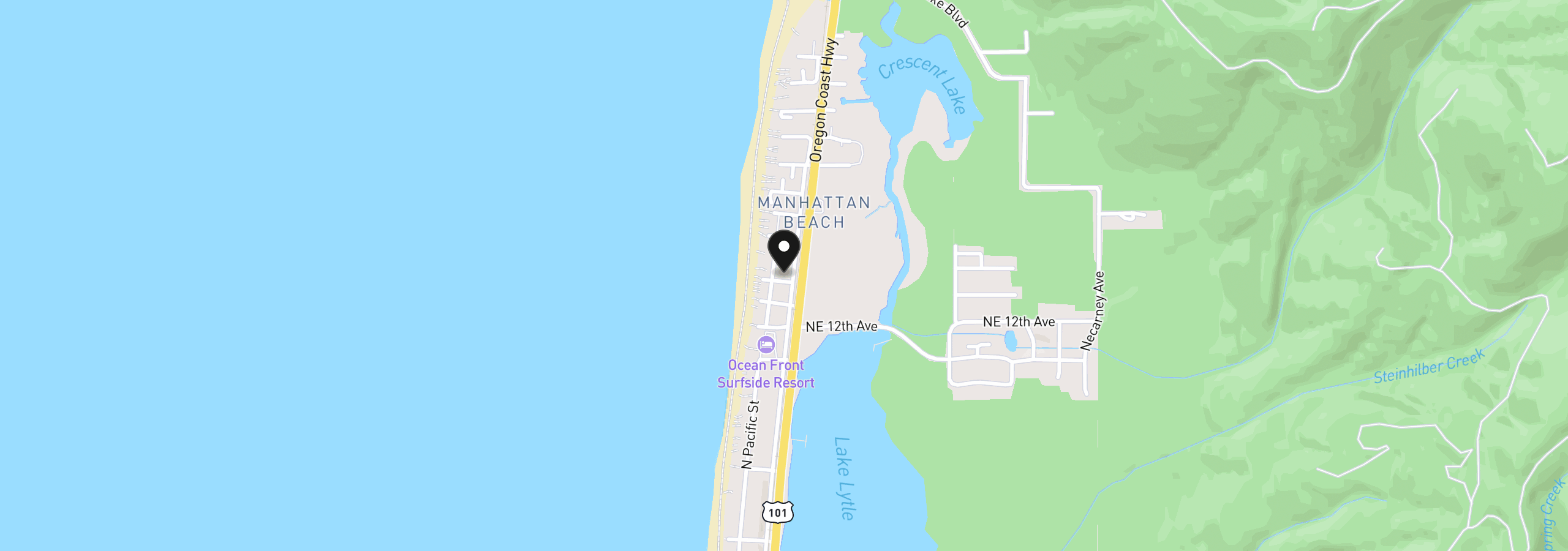 Map showing the location of 111 NW 14th Ave, Rockaway Beach, OR 97136