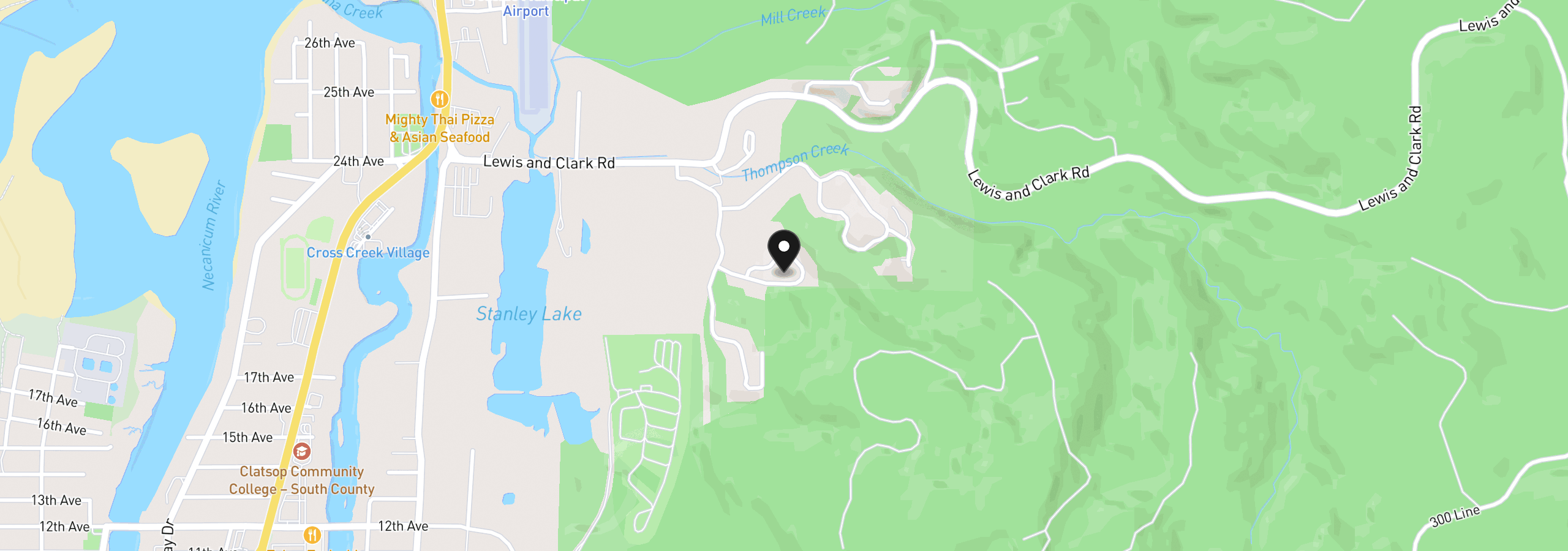 Map showing the location of 2144 Middle Fork Cir, Seaside, OR 97138