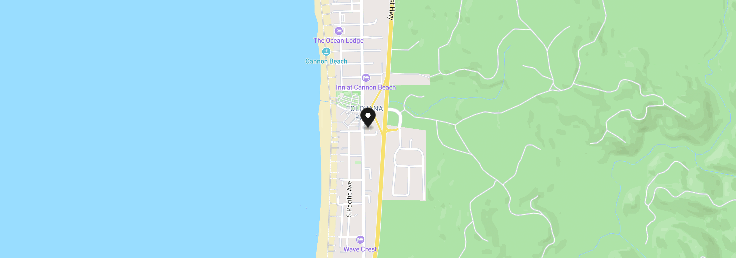 Map showing the location of 3407 S Hemlock St C-5, Cannon Beach, OR 97110