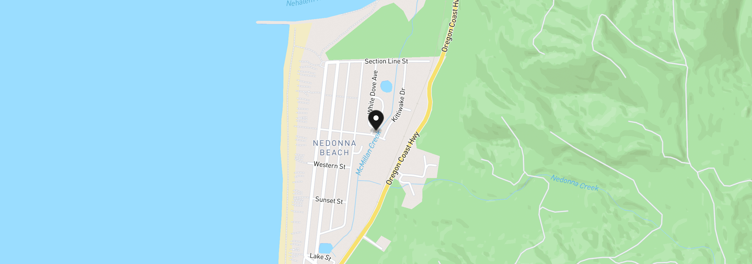 Map showing the location of 26519 Chieftain Dr, Rockaway Beach, OR 97136