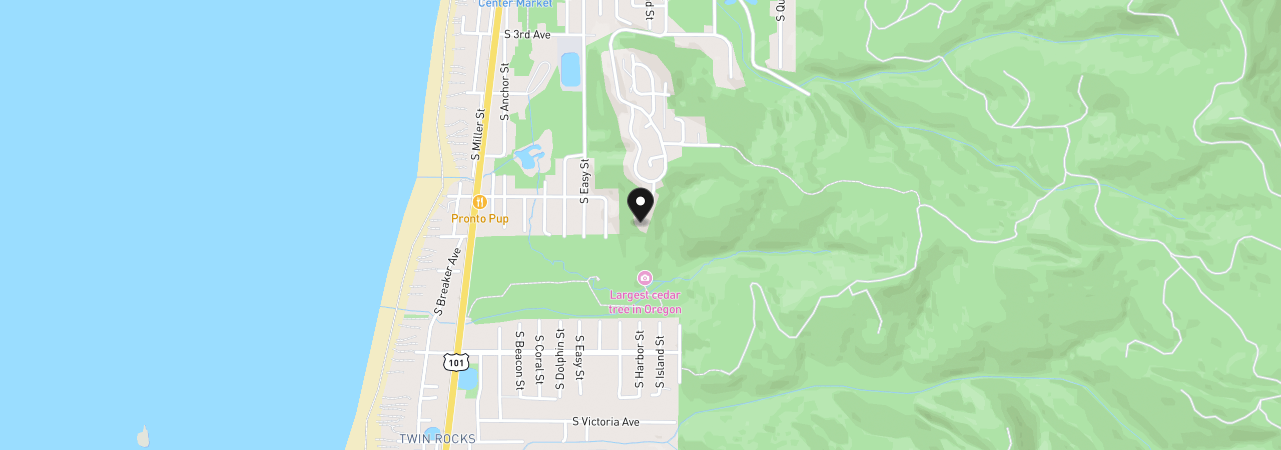 Map showing the location of 637 Pacific View Dr, Rockaway Beach, OR 97136