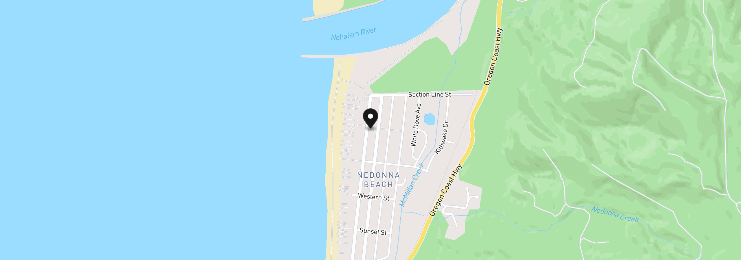 Map showing the location of 8625 Park St, Rockaway Beach, OR 97136
