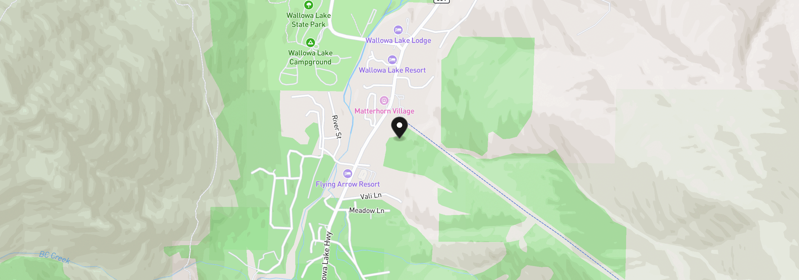 Map showing the location of 0 Tram Ln, Wallowa Lake, OR 97846