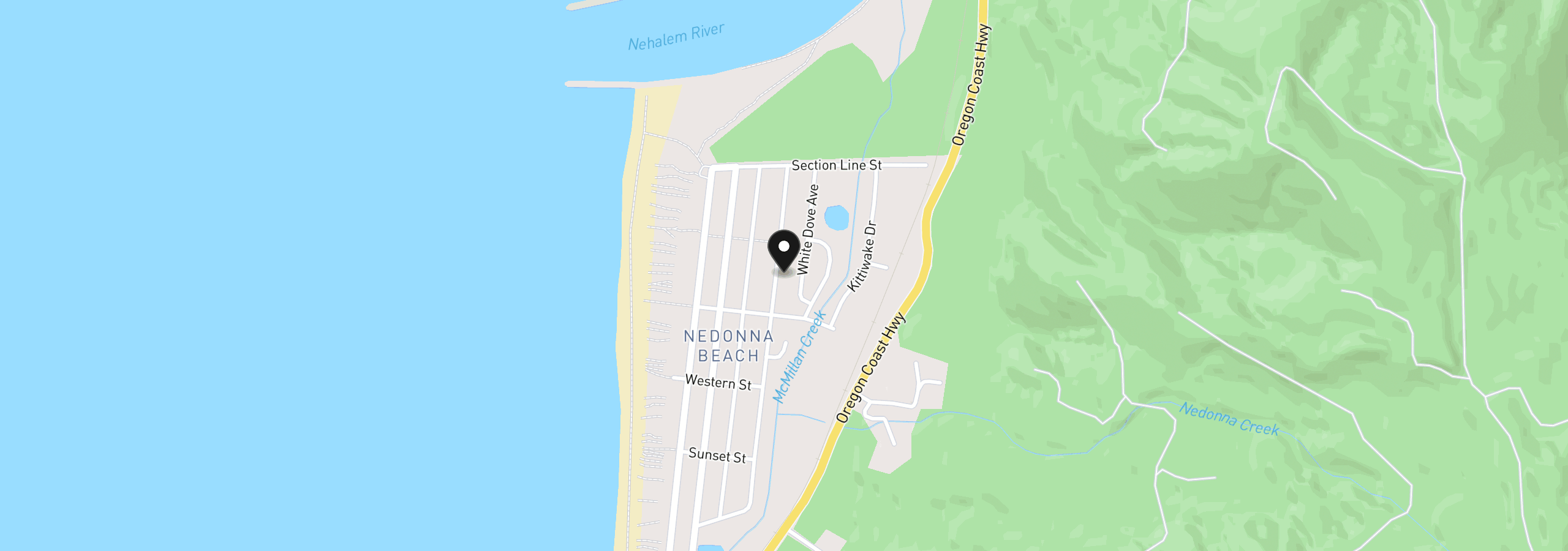Map showing the location of 26515 David Ave, Rockaway Beach, OR 97136