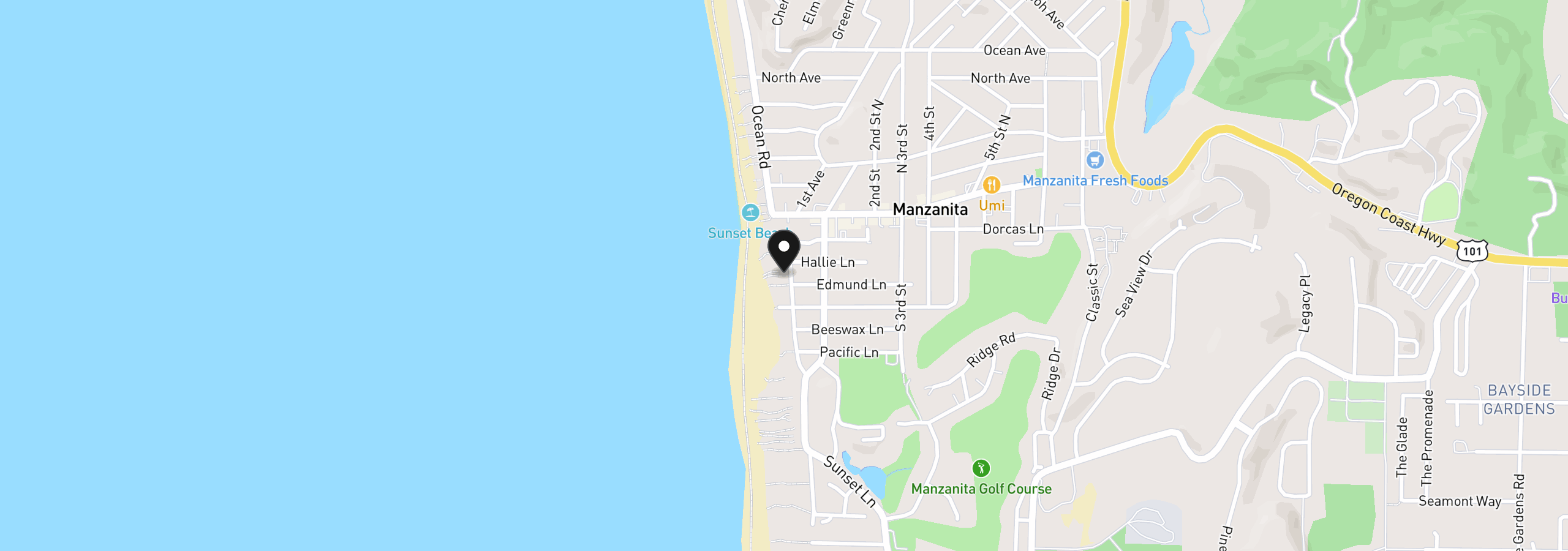 Map showing the location of 359 Beach St, Manzanita, OR 97130