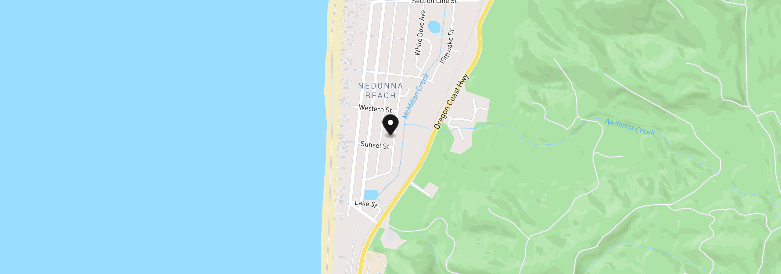 Map showing the location of 26040 David Ave, Rockaway Beach, OR 97136