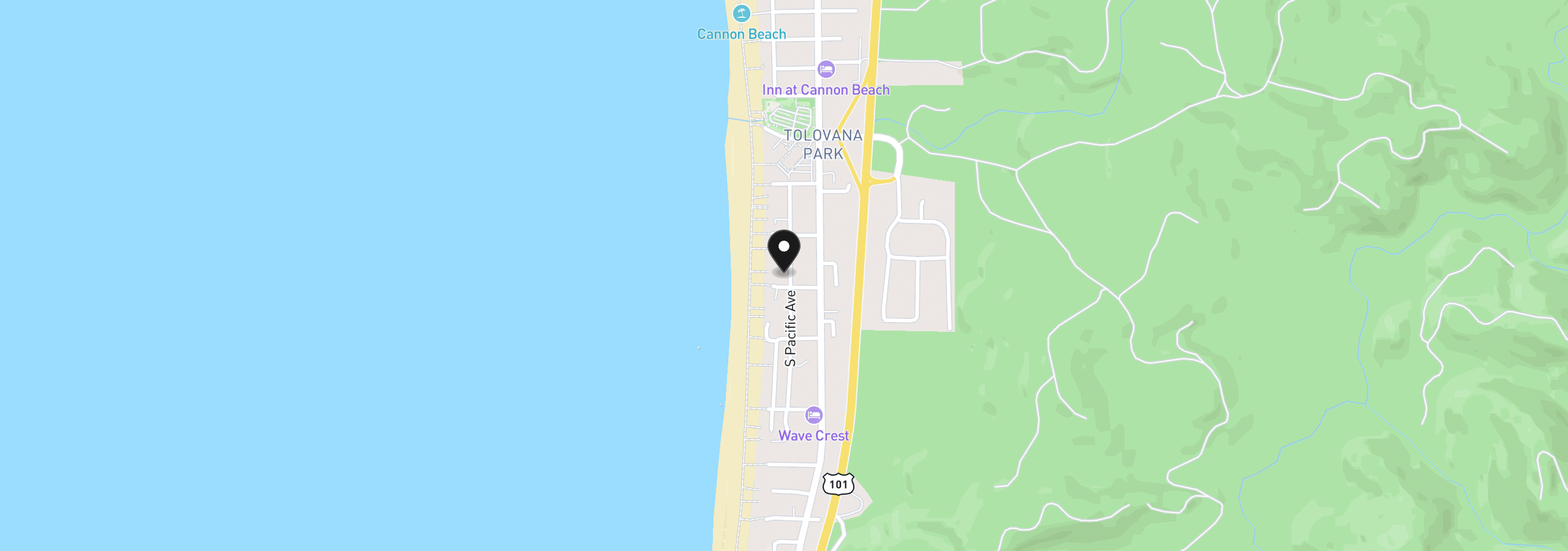 Map showing the location of 3678 Pacific St, Cannon Beach, OR 97110