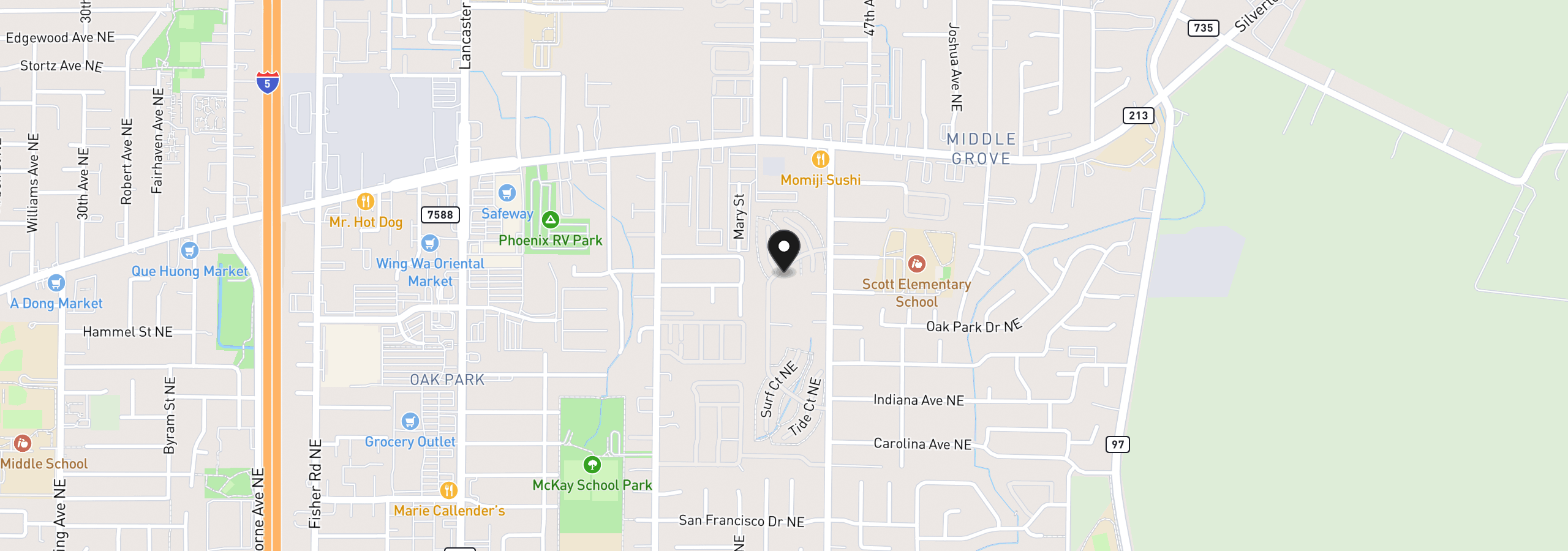 Map showing the location of 3124 Surfwood Dr, Salem, OR 97305