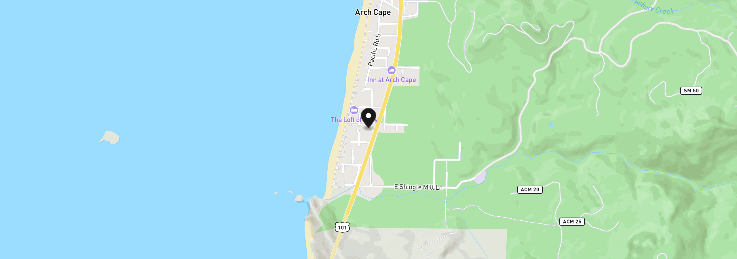Map showing the location of 79902 W Beach Rd, Arch Cape, OR 97102
