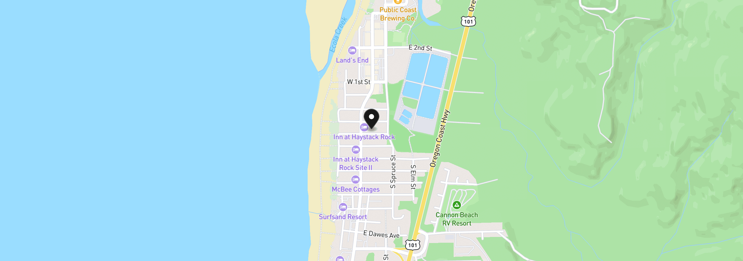 Map showing the location of 140 E Jefferson St, Cannon Beach, OR 97110