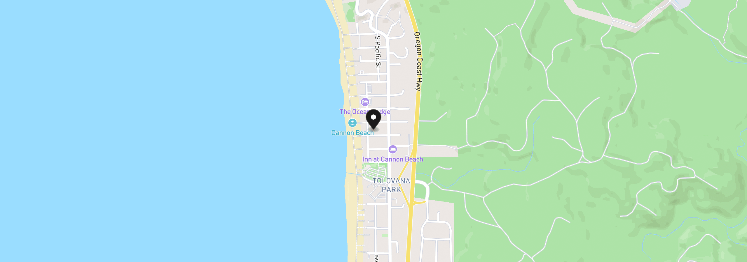 Map showing the location of 140 W Delta St, Cannon Beach, OR 97110