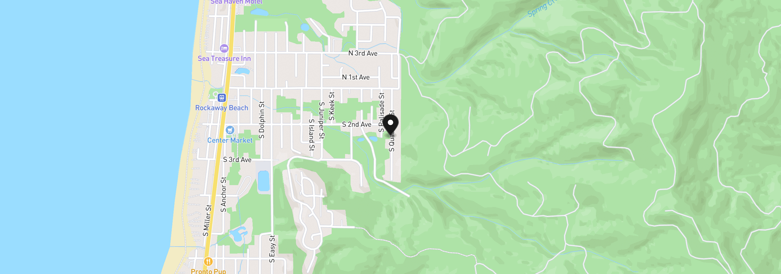 Map showing the location of 241 Quadrant St, Rockaway Beach, OR 97136
