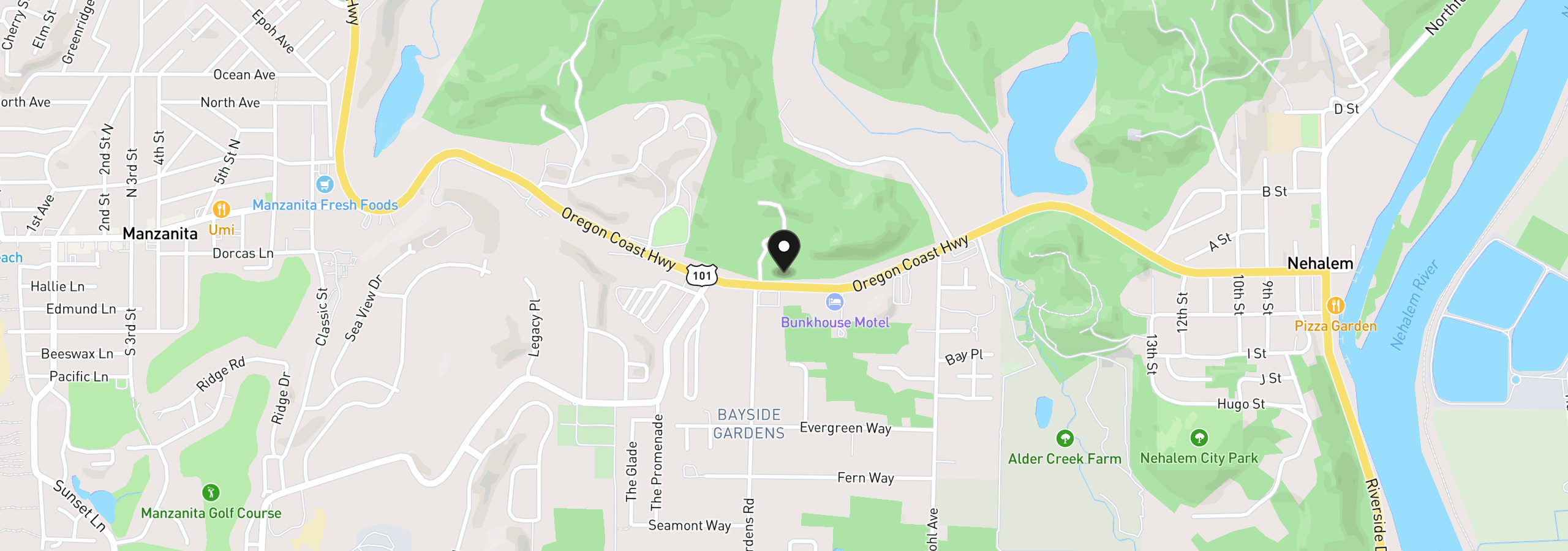 Map showing the location of 36370 N Hwy 101, Nehalem, OR 97131