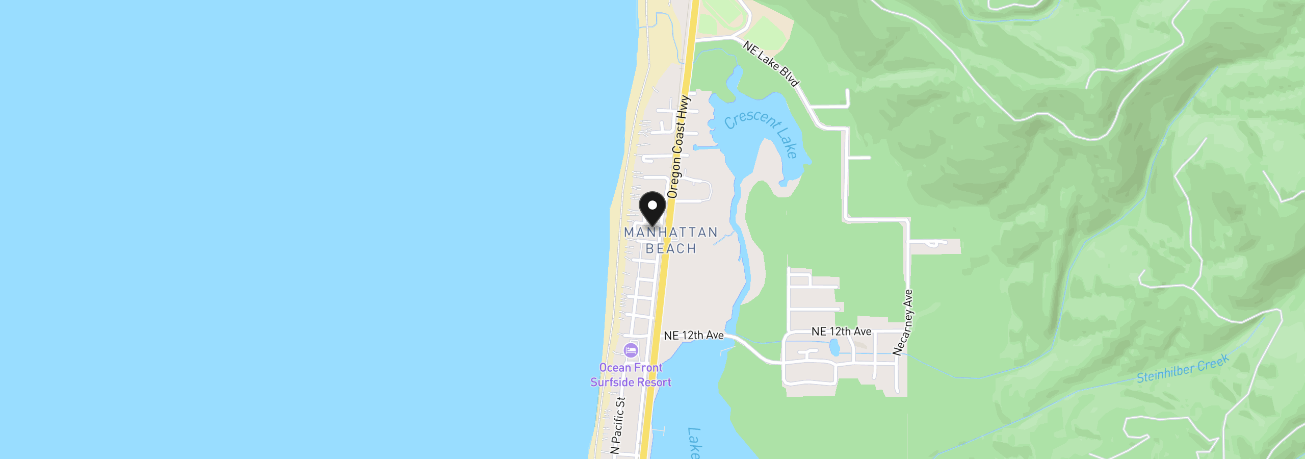 Map showing the location of 110 NW 18th Ave, Rockaway Beach, OR 97136