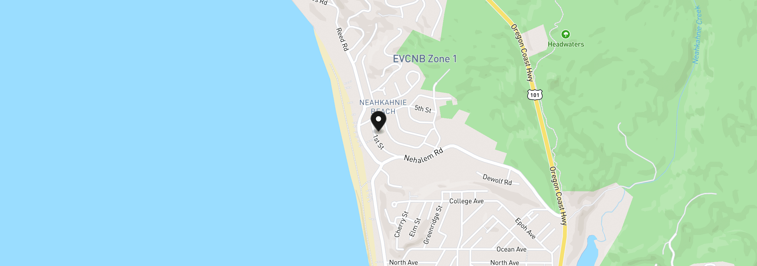 Map showing the location of 37415 First St, Manzanita, OR 97130