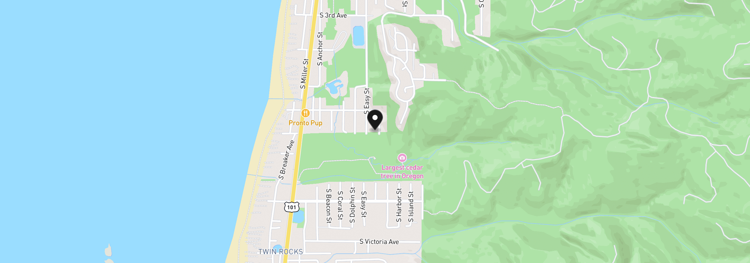Map showing the location of 673 S Falcon St, Rockaway Beach, OR 97136