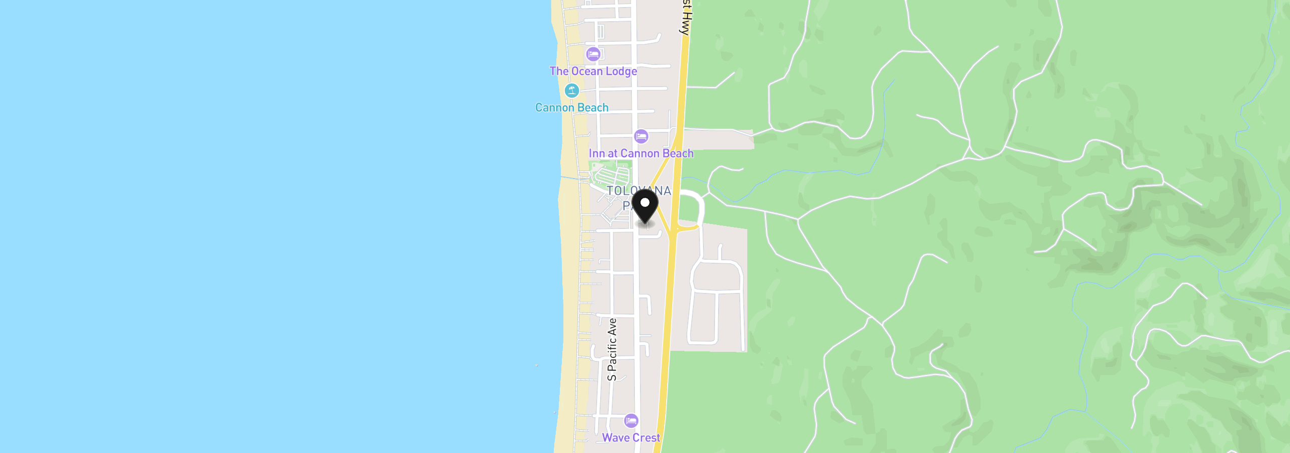 Map showing the location of 3407 S Hemlock St C-7, Cannon Beach, OR 97110